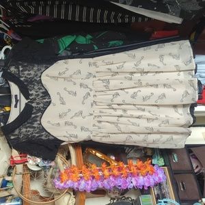 SugarHill boutique Seahorse, mesh lace collar modcloth dress size L